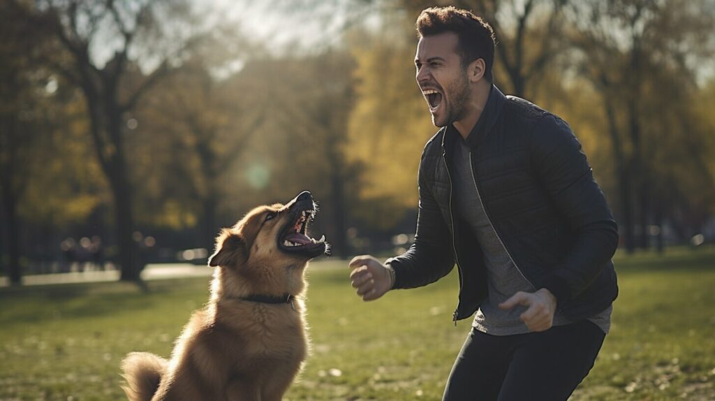 hund beisst beim spaziergang