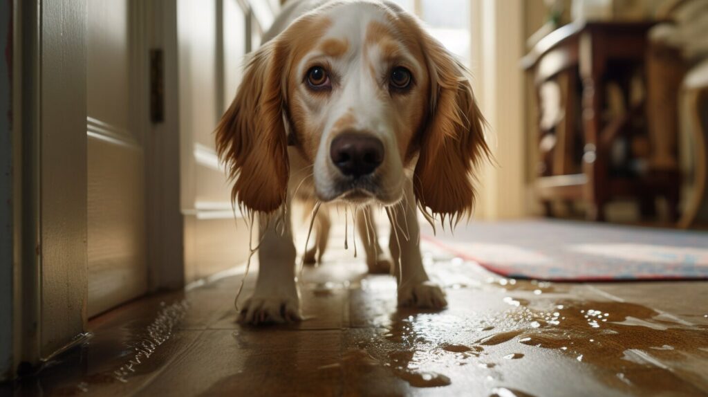 hund pinkelt nach spaziergang in die wohnung