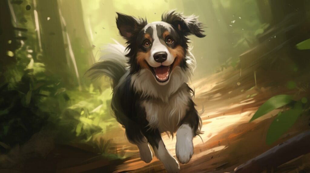 hund sabbert beim spaziergang