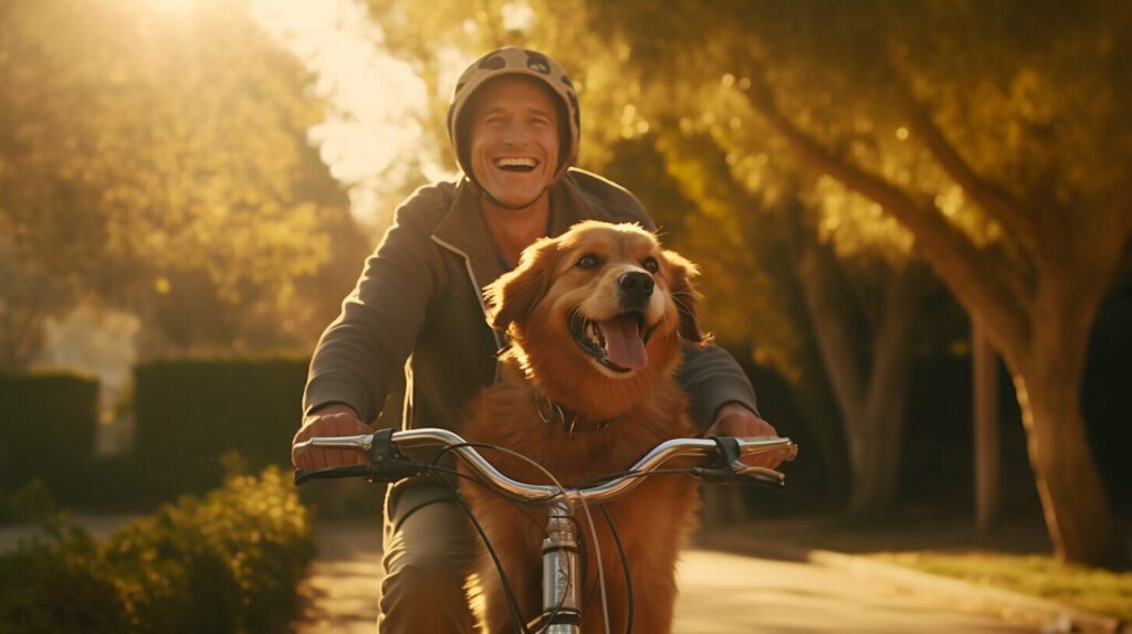 mit altem hund fahrrad fahren