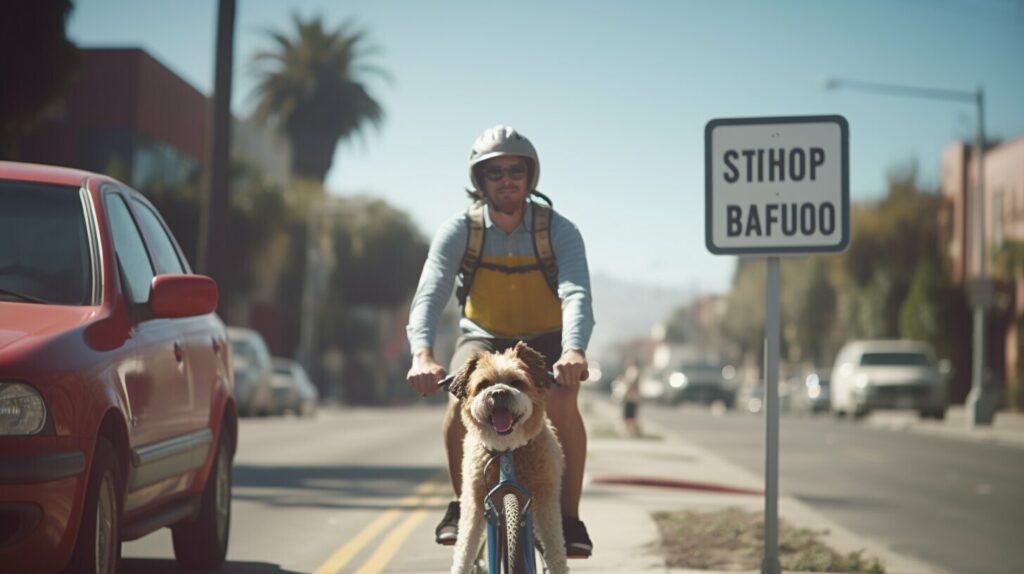 mit hund und fahrrad gehweg oder straße