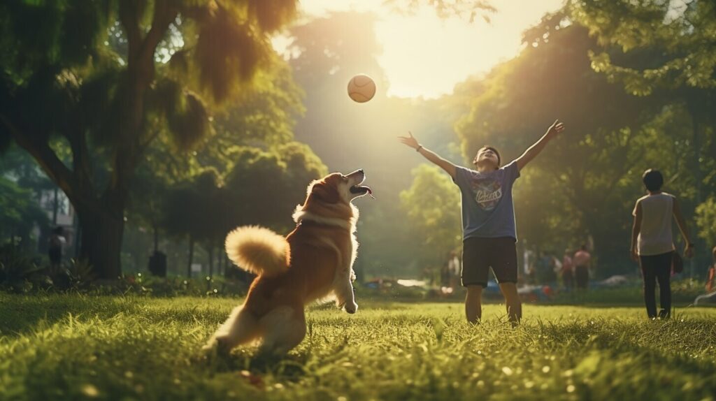 spiele mit hund beim spaziergang