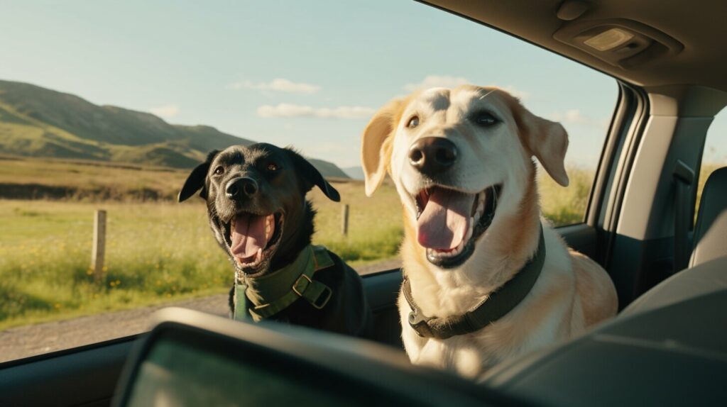 zwei hunde im auto transportieren